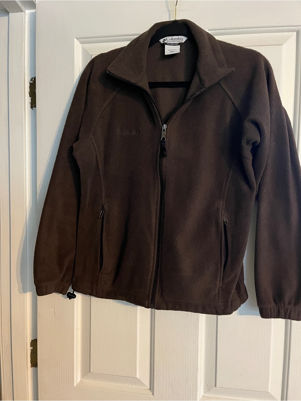 Columbia Dark Brown Zip-Front Fleece Jacket size medium